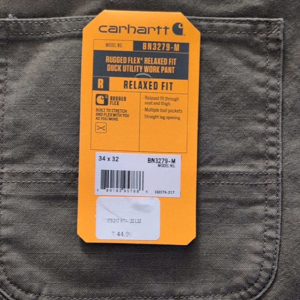 NWT Carhartt Rugged Flex Relax Fit Duck Utility Work Pants 34x32 - Picture 2 of 3